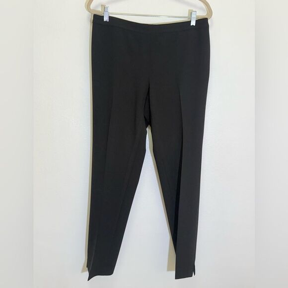 St. John Caviar - Crepe Marocain Dress Pants Trousers Crop Leg Black - size 12 - Picture 2 of 7